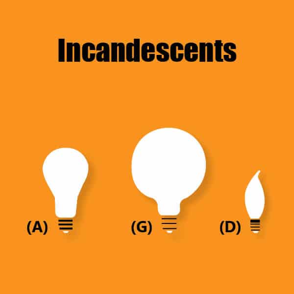 Incandescent lamp shapes infographic